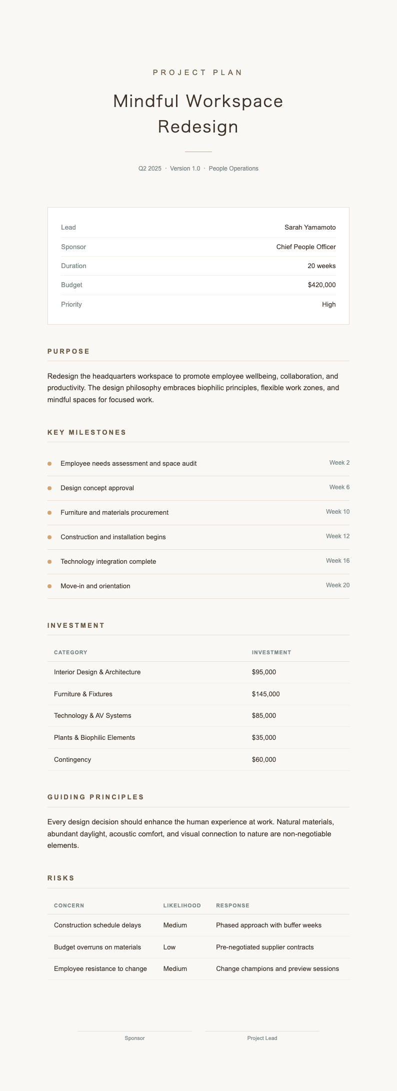 Japandi minimalist project plan